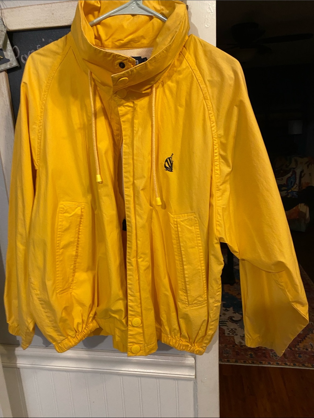 Sunny Yellow Hooded Shell with Logo Buttons